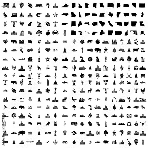 Celebrate USA with this amazing collection of icons that represent the united states of america