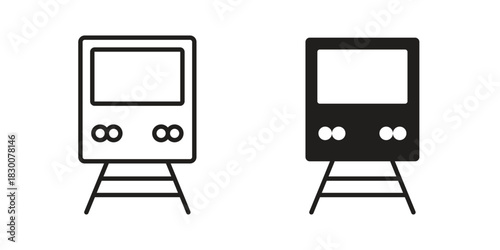 Train icon or logo pack. Vector Illustration Outline and flat