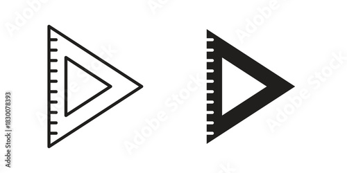 Triangle ruler icon or logo pack. Vector Illustration Outline and flat
