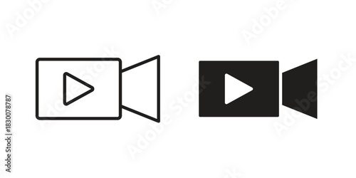 Video camera icon or logo pack. Vector Illustration Outline and flat