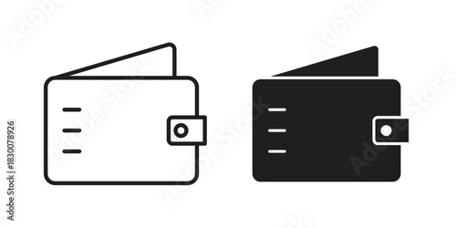 Wallet icon or logo pack. Vector Illustration Outline and flat