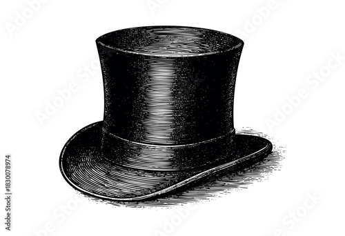 Detailed vintage engraving illustration of a magician’s top hat — stock vector.