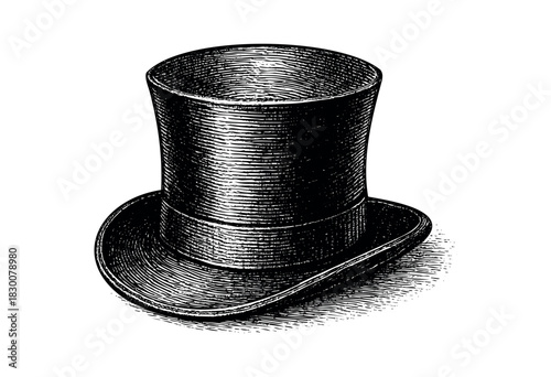Detailed vintage engraving illustration of a magician’s top hat — stock vector.