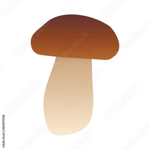 Porcini mushroom (Boletus edulis) icon isolated on a white background for culinary design, labels, and product marketing. Colorful fungi vector illustration in a hand-drawn style. EPS 10. 