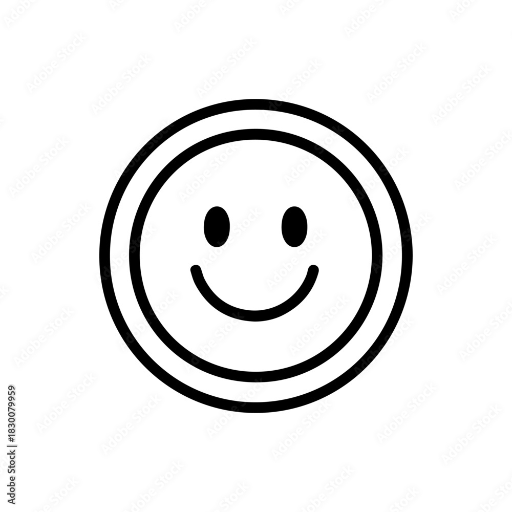 Fototapeta premium coin with a smile vector line icon on a white background Vector line icon on a white background