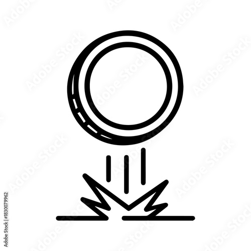 coin falling vector line icon on a white background Vector line icon on a white background