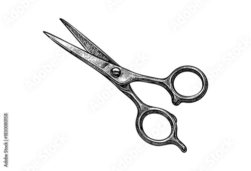 Detailed vintage engraving illustration of barber scissors — stock vector.