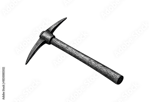 Detailed vintage engraving illustration of a pickaxe tool — stock vector.