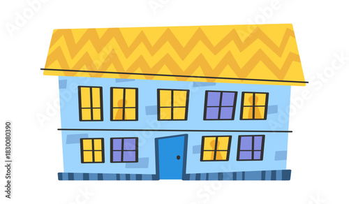 Two-story city apartment building exterior