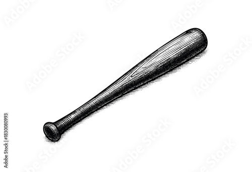 Detailed vintage engraving illustration of a wooden baseball bat — stock vector.