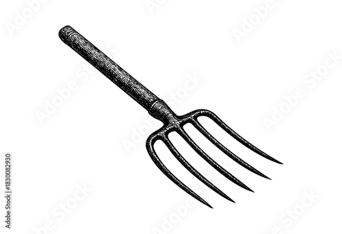 Detailed vintage engraving illustration of a farming pitchfork — stock vector.