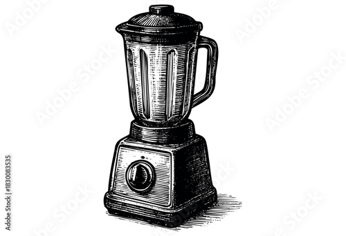 Detailed vintage engraving illustration of a classic kitchen blender — stock vector.