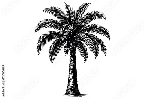 Detailed vintage engraving illustration of a palm tree — stock vector.