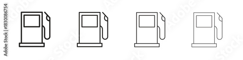 Gas station icons. Editable stroke. Pixel perfect thin line icons.