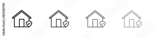 Home insurance icons. Editable stroke. Pixel perfect thin line icons.