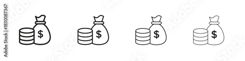 Income icons. Editable stroke. Pixel perfect thin line icons.