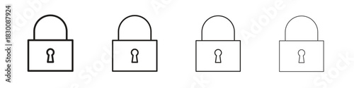 Lock closed icons. Editable stroke. Pixel perfect thin line icons.