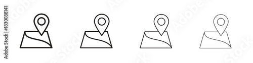 Map icons. Editable stroke. Pixel perfect thin line icons.