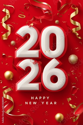 2026 happy new year celebration greeting card. 2026 banner. Happy new year poster