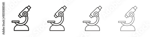 Microscope icons. Editable stroke. Pixel perfect thin line icons.