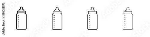 Milk bottle icons. Editable stroke. Pixel perfect thin line icons.