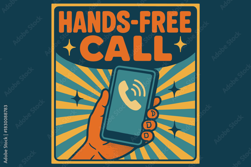 Fototapeta premium Retro Hands-Free Communication. Retro Poster ? 