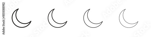 Moon icons. Editable stroke. Pixel perfect thin line icons.
