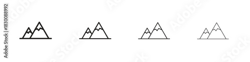 Mountain icons. Editable stroke. Pixel perfect thin line icons.