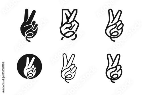 Cord Untangling Logos. Cord untangling hack. Set Logo of Cord untangling hack: two-finger loop technique. harmonious logo variations of the same emblematic