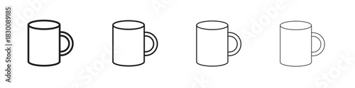 Mug icons. Editable stroke. Pixel perfect thin line icons.