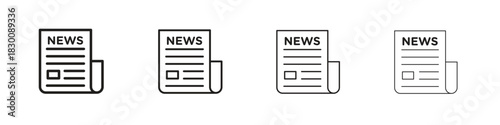 Newspaper icons. Editable stroke. Pixel perfect thin line icons.