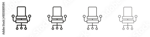 Office chair icons. Editable stroke. Pixel perfect thin line icons.