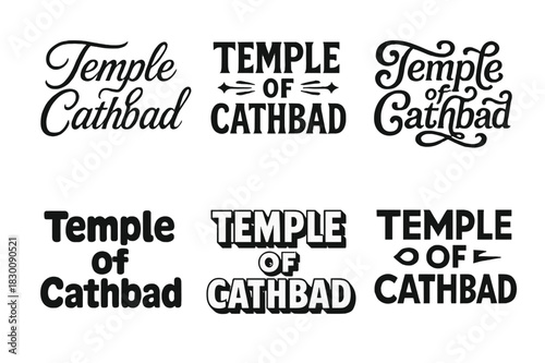Temple Lettering Variations. Temple of Cathbad. Set lettering. harmonious lettering variations of the same emblematic concept, each with different artistic