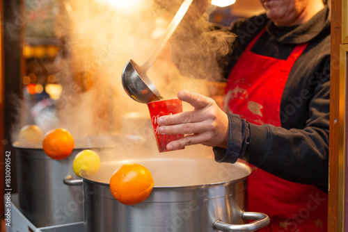 Mulled wine served at Christmas market