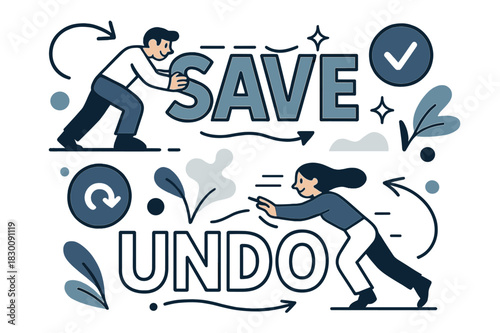 Dynamic UI Animation. Kinetic Typography ? UI Microcopy. ?Save? and ?Undo? glide between states; a cursor nudges letters that slide with elastic ease. Tiny