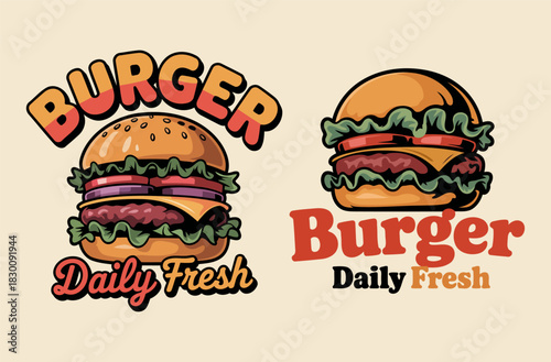Delicious Burger Design with Daily Fresh Ingredients Graphic
