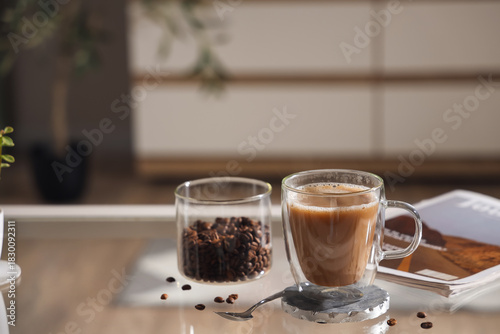 Morning coffee with cream a...