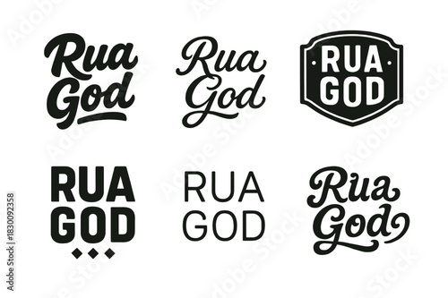 Rua God Variations. Rua God. Set lettering. harmonious lettering variations of the same emblematic concept, each with different artistic interpretation (Bold