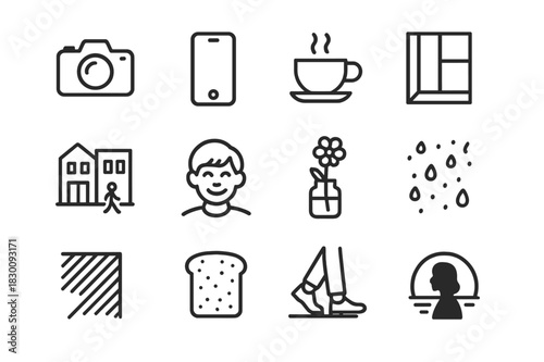 Photography Icon Set. Photography Capturing the Beauty of Everyday Moments. Line icon set of Photography Capturing the Beauty of Everyday Moments: camera,