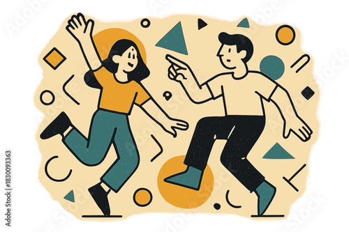 Nostalgic Geometric Dust. Dusty Photograph. Old photograph covered in dust with floating abstract geometric particles and soft light accents, nostalgic and