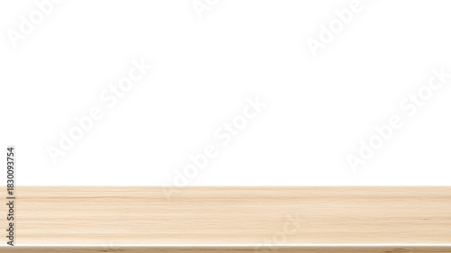Light brown wood table surface isolated on transparent background, featuring a clean natural grain texture, ideal for product display, mockups, design templates, and minimalist branding.