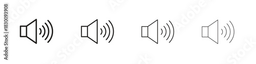 Speaker icons. Editable stroke. Pixel perfect thin line icons.
