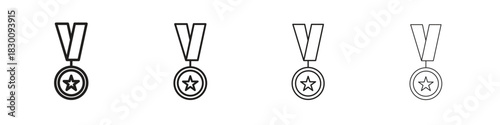 Sports medal icons. Editable stroke. Pixel perfect thin line icons.