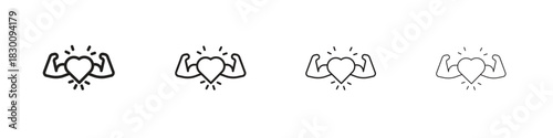 Strong heart icons. Editable stroke. Pixel perfect thin line icons.
