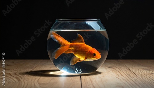 Red Goldfish in Glass Bowl on Traditional Haft-Seen Table