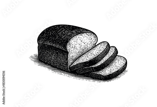 Vintage engraved illustration of sliced loaf of bread — stock vector.