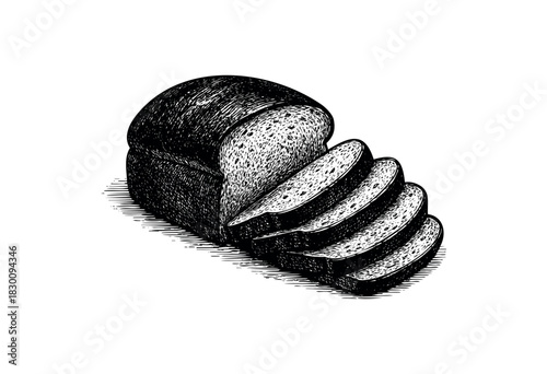 Vintage engraved illustration of sliced loaf of bread — stock vector.