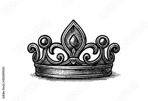 Vintage engraved illustration of an ornate royal tiara or crown — stock vector.