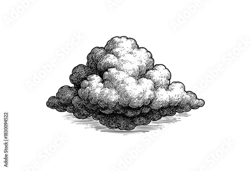 Vintage engraved illustration of a fluffy cumulus cloud — stock vector.