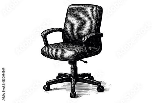 Vintage engraved illustration of an ergonomic office chair — stock vector.